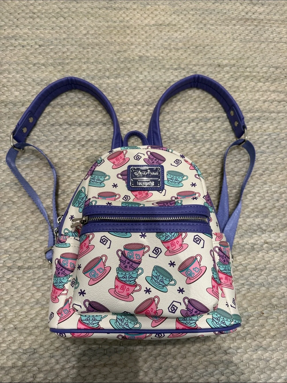 Loungefly Kids Teacup Stack Mini Backpack in Purple, Pink, Teal